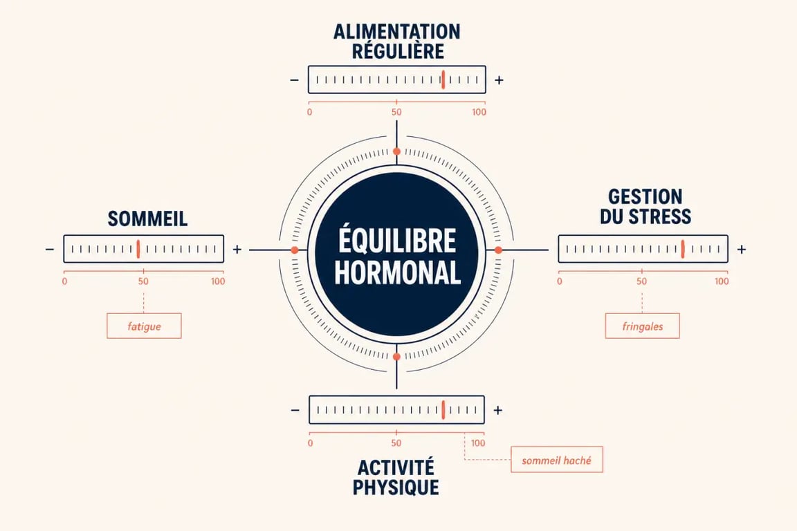 Optimiser son équilibre hormonal pour une vitalité durable : schéma des leviers quotidiens à soutenir