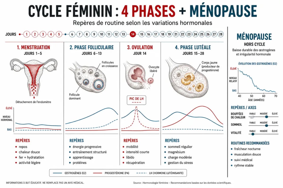 Optimiser son équilibre hormonal pour une vitalité durable : phases du cycle féminin et repères de routine