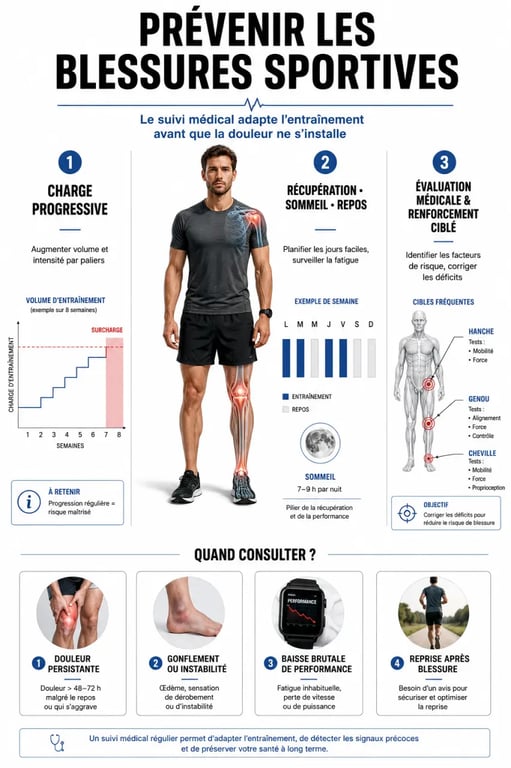 Prévenir les blessures sportives grâce à un suivi médical adapté : visuel sur la charge, la récupération et le suivi médical