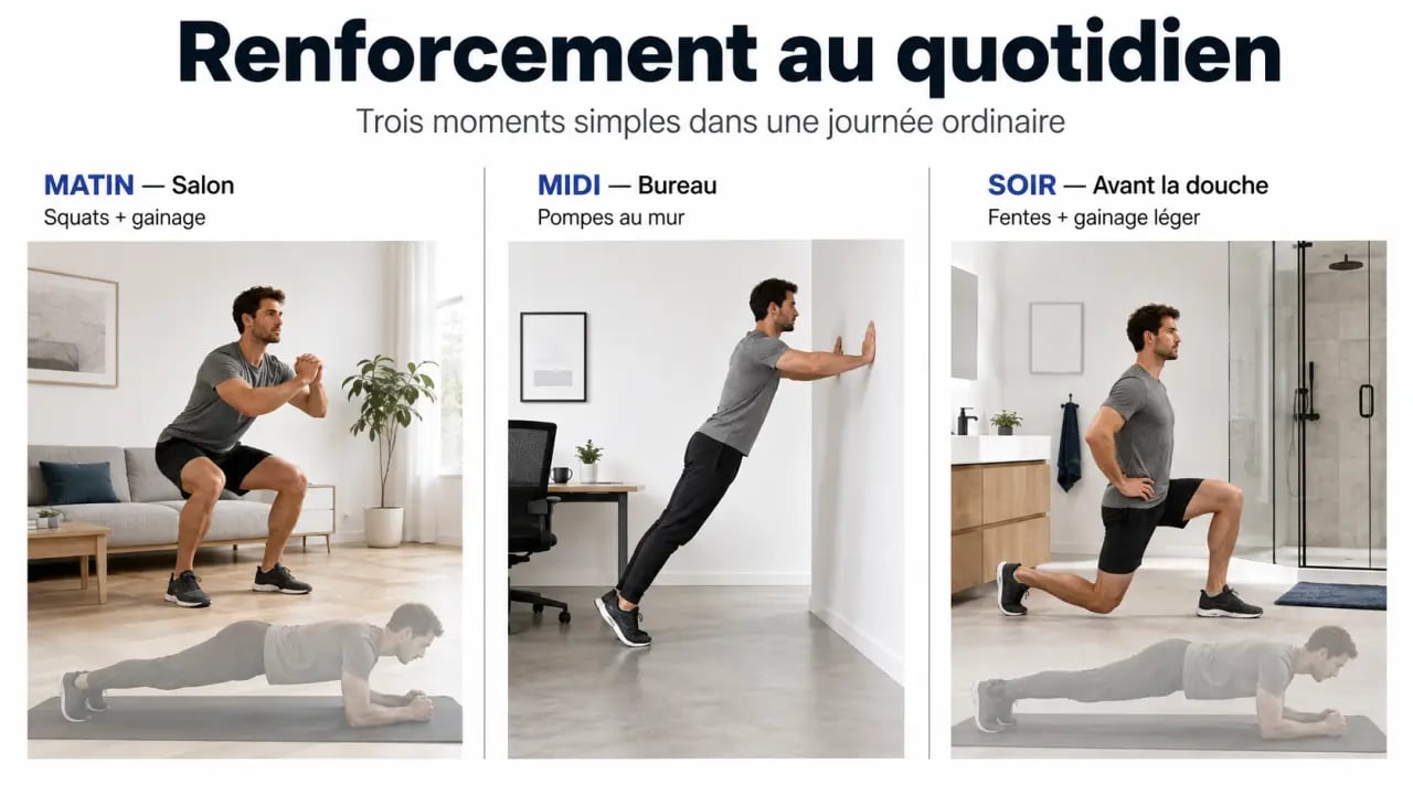 Comment intégrer des exercices de renforcement musculaire au quotidien dans une routine simple à la maison