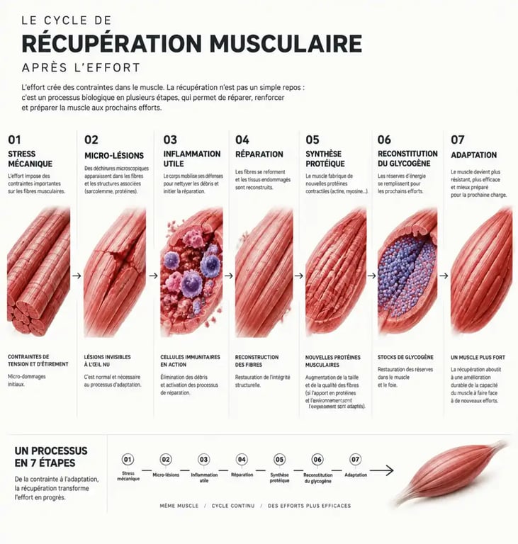 Optimiser sa récupération musculaire grâce à une supplémentation adaptée : cycle de réparation musculaire après l’effort