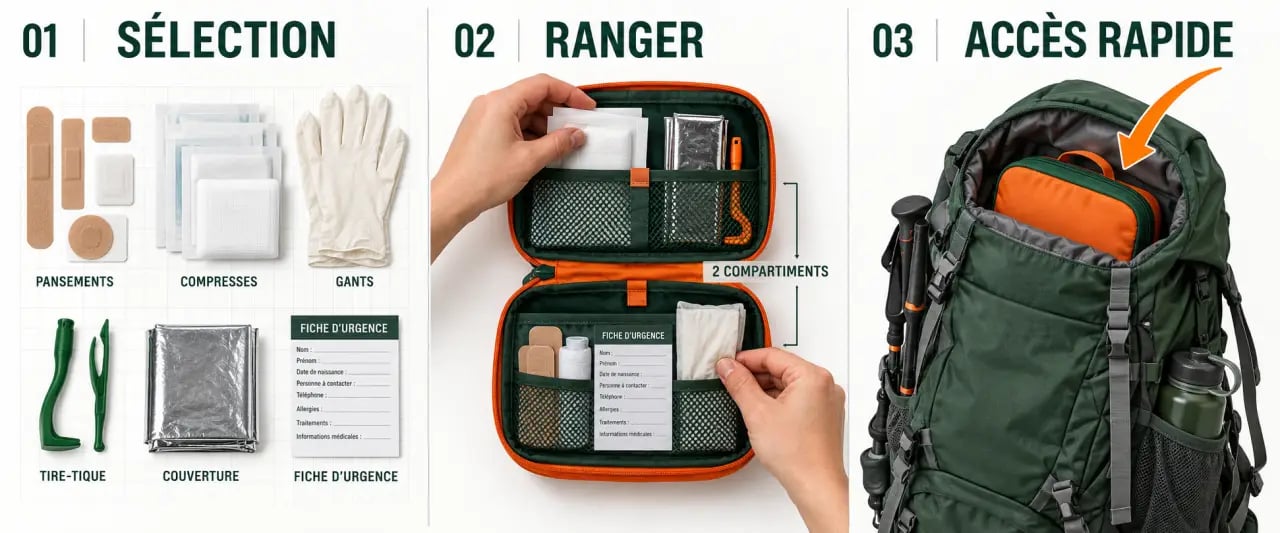 Comment préparer une trousse de secours pour les randonnées et la ranger dans un sac à dos