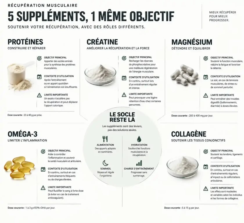 Optimiser sa récupération musculaire grâce à une supplémentation adaptée : comparaison des principaux compléments
